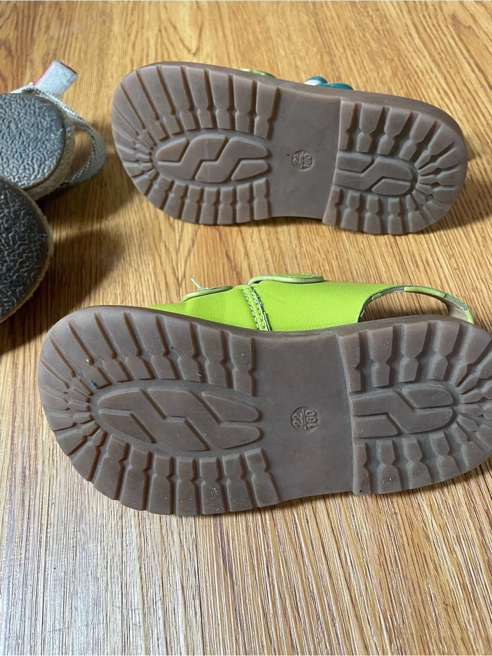 Kids Velvet Espadrille Sandals and Green Flower Hook-and-Loop Shoes - Set of 2